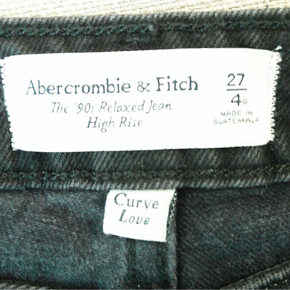 Abercrombie & Fitch Relaxed Jean Womens 27/4R Black Curve Love 90s Distressed - Picture 6 of 8
